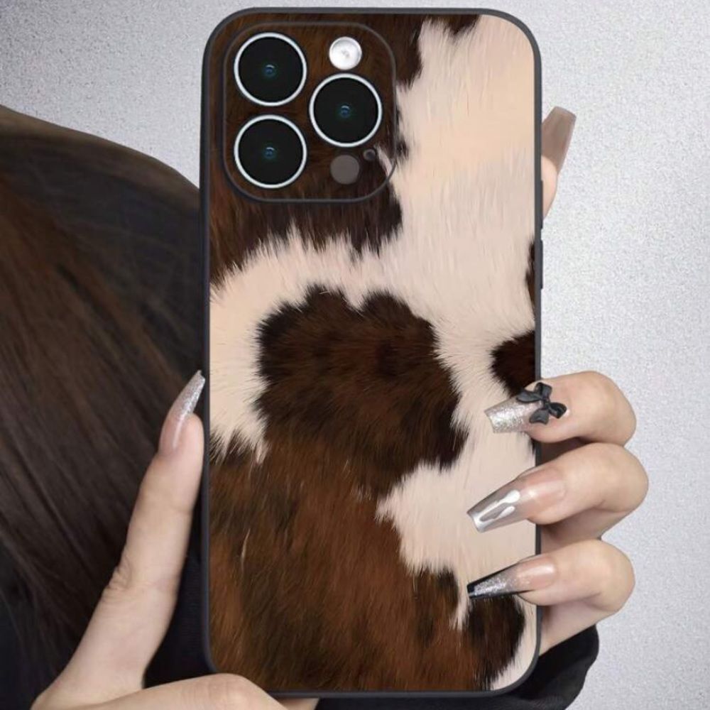 3for$20 NEW Brown Hair Pattern Black Straight Edge Frosted IPHONE 15 promax